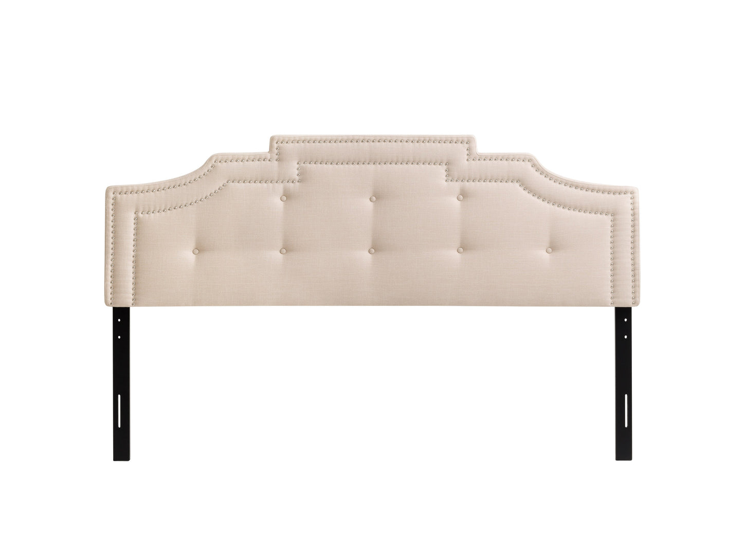Cream padded king-sized headboard with tufted upholstery, featuring a soft, luxurious fabric and a classic rectangular design, perfect for enhancing bedroom decor with a touch of elegance and comfort.