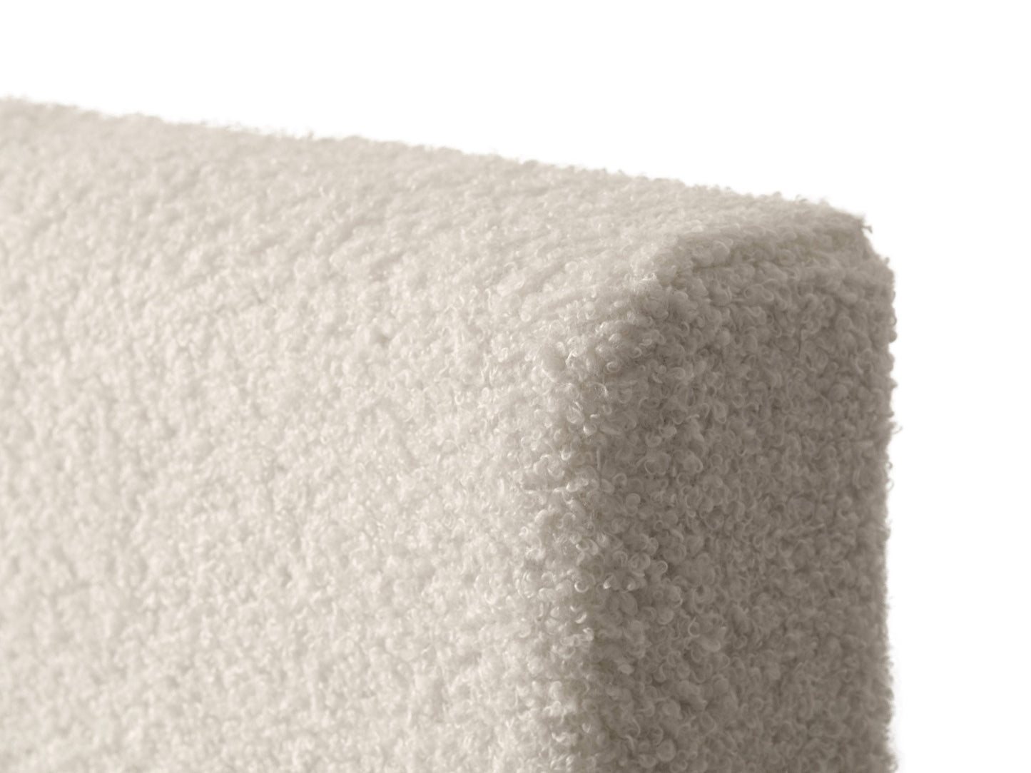 Cream boucle twin single bed with wooden legs, featuring a soft, textured boucle fabric, minimalist design, and sturdy construction. Ideal for modern bedrooms, this cozy bed combines comfort and style.