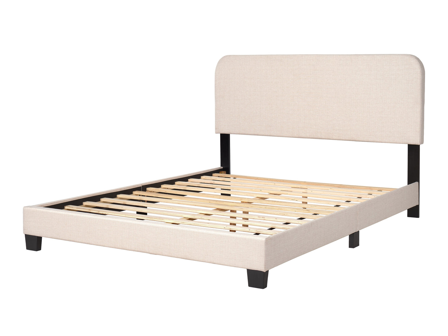Leighton Modern Upholstered Bed with Curved Adjustable Headboard, Double / Full