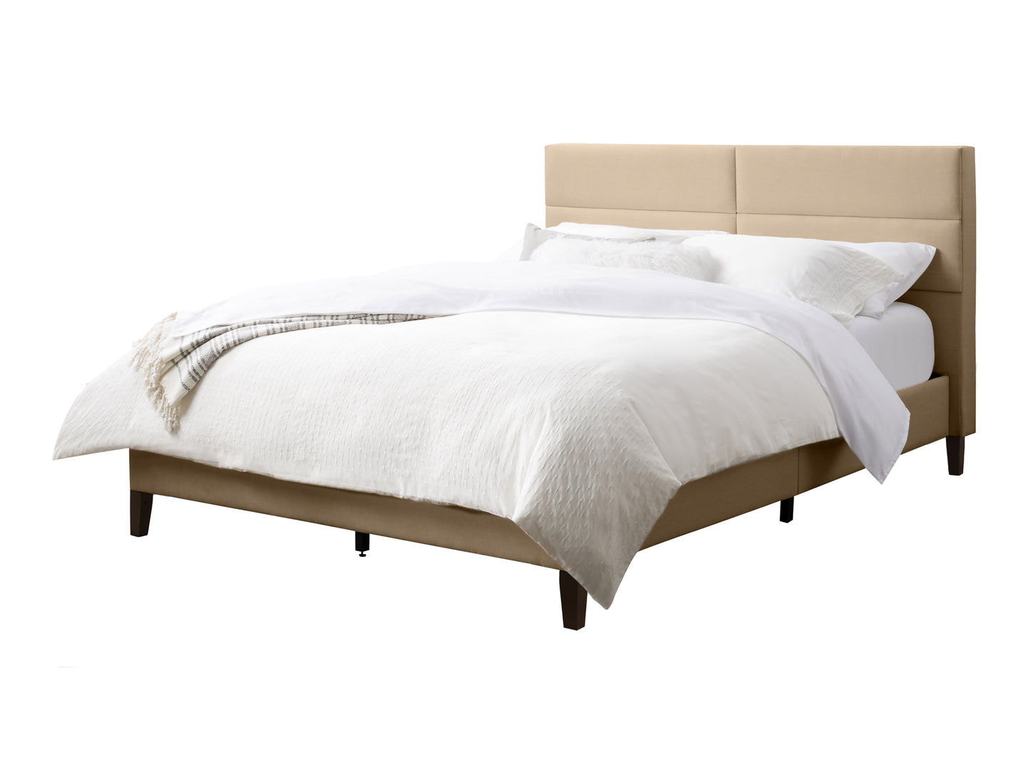 Cream Tufted Upholstered Bed, King