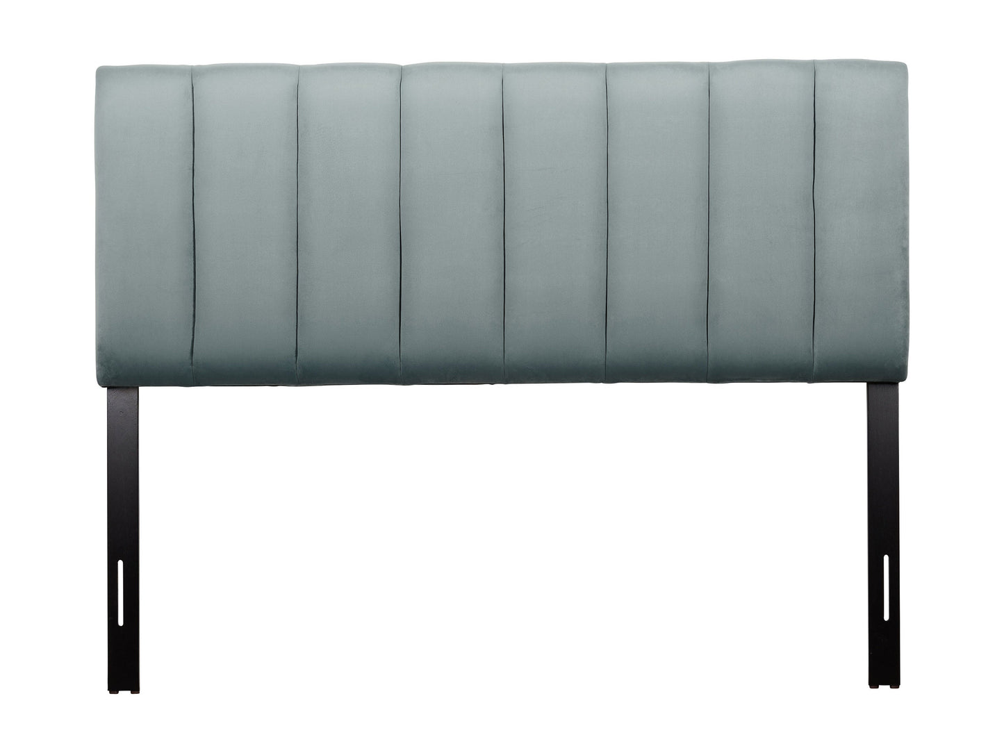 Light blue queen-sized panel headboard with tufted upholstery, featuring a soft fabric texture and elegant design, perfect for modern bedroom decor.