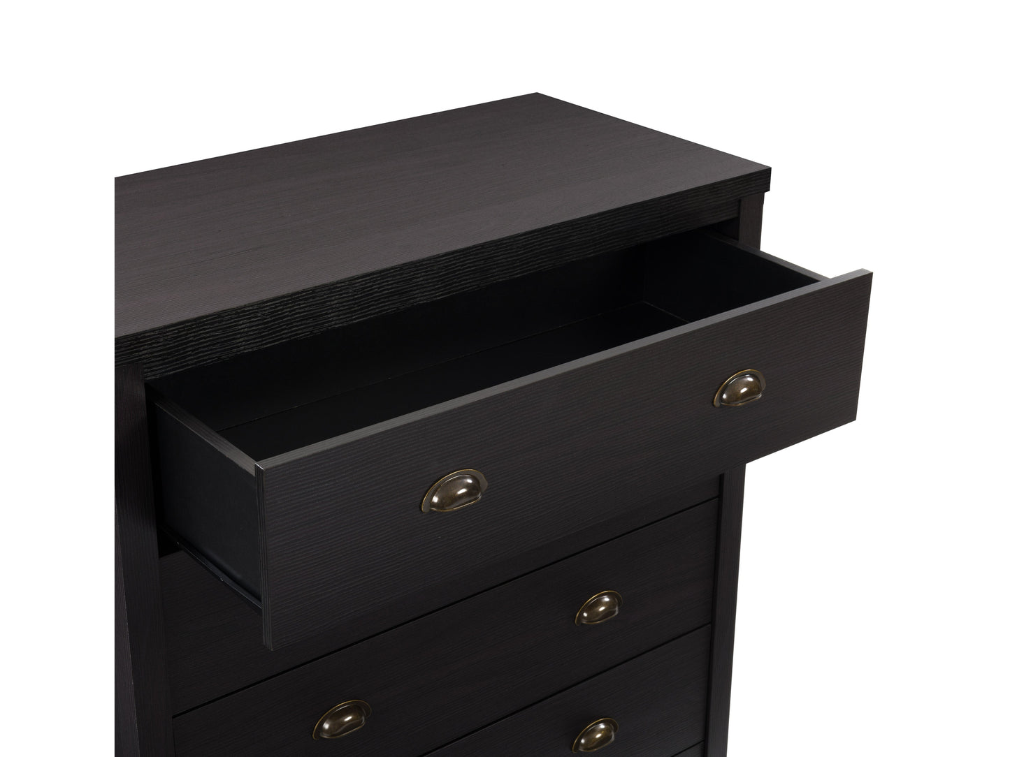Black 5-Drawer Dresser with Interlocking Drawers
