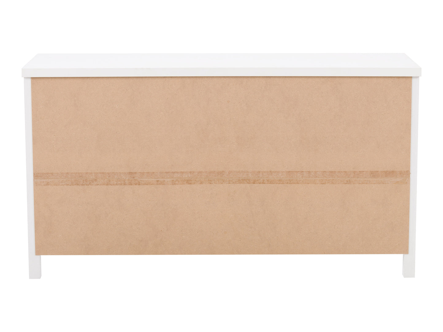 White 6-Drawer Wide Dresser with Interlocking Drawers