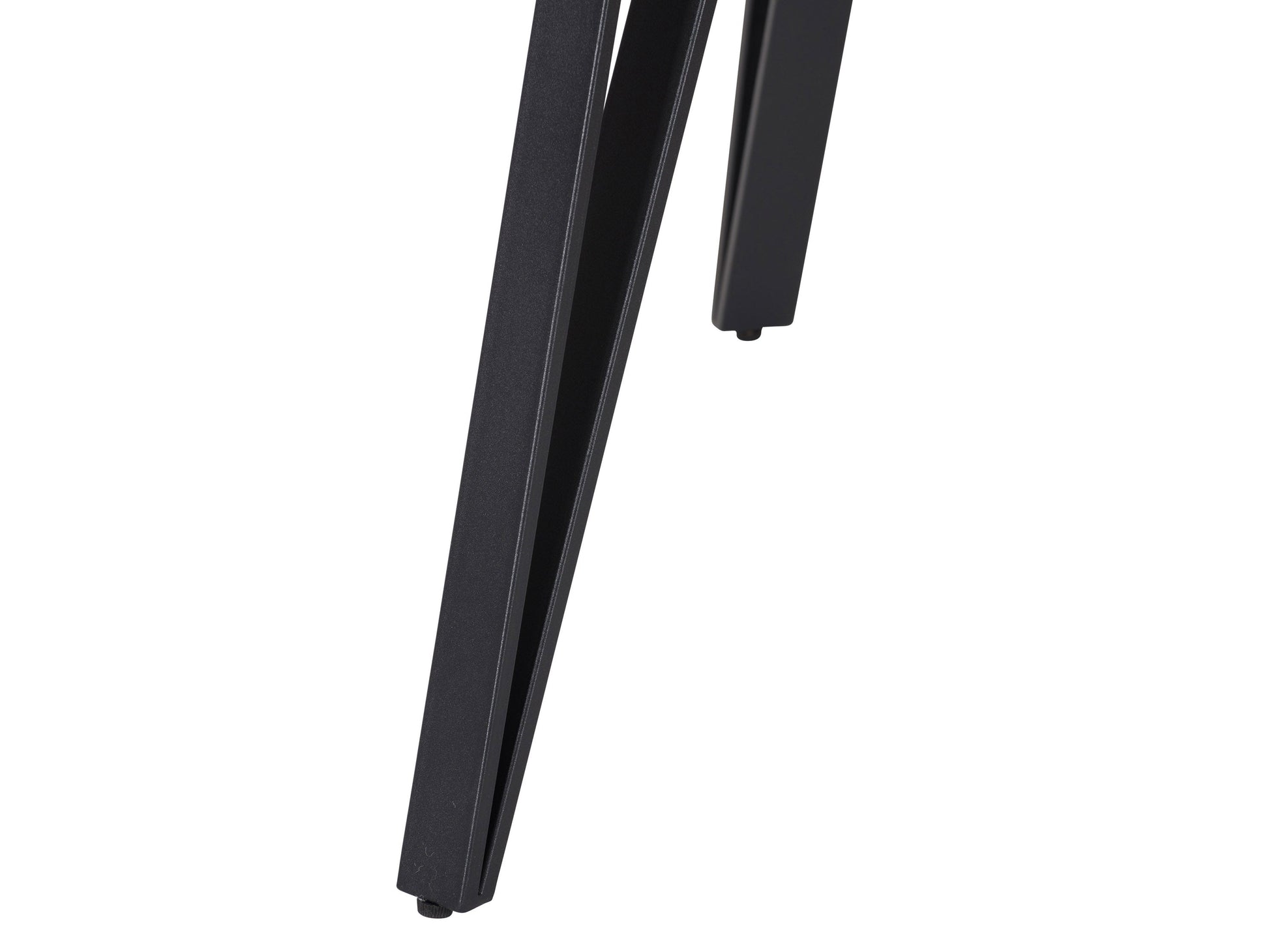 Small round dining table with a white marble top and sleek black metal legs, ideal for modern dining rooms.