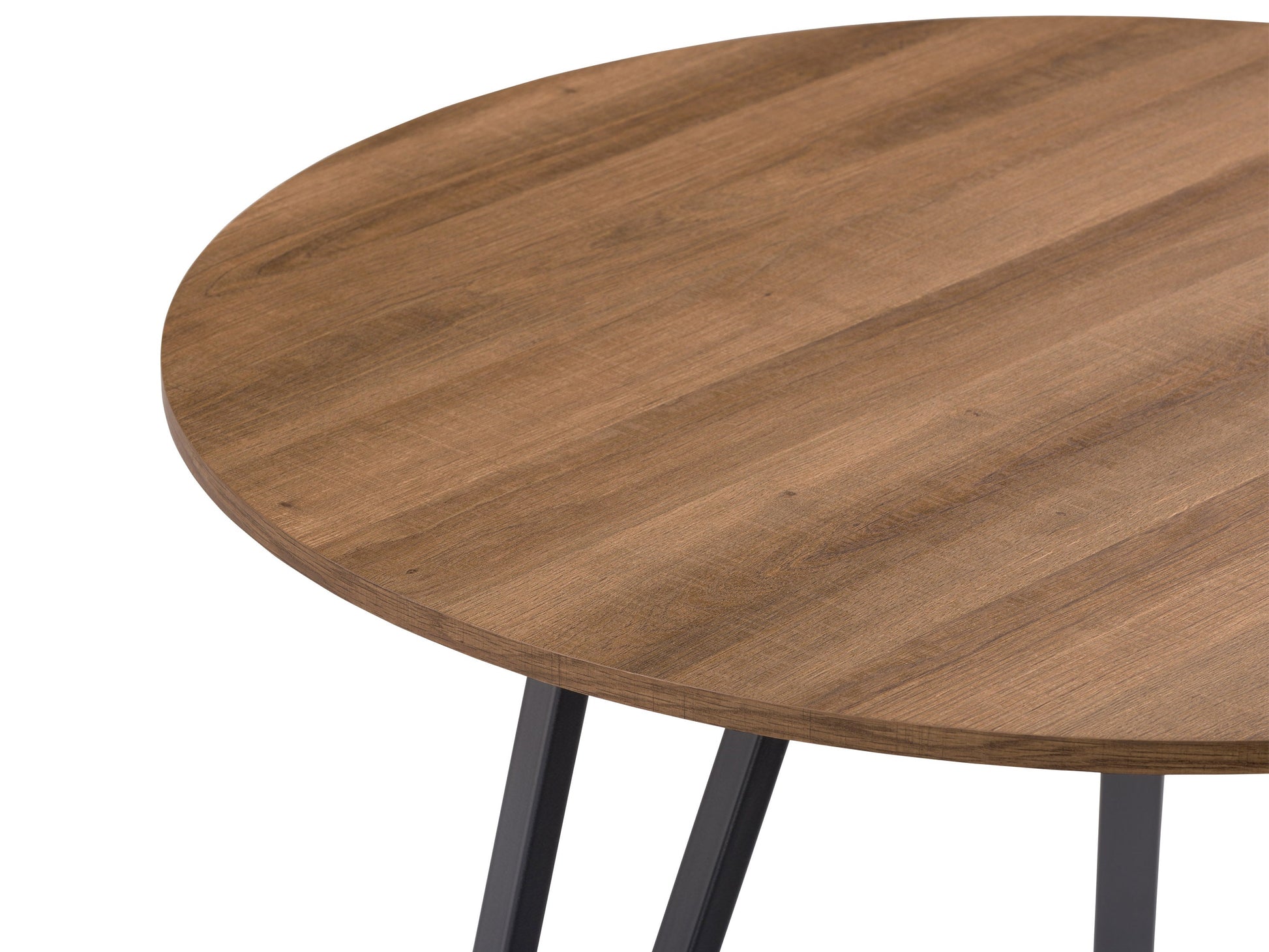 Small round dining table in rich brown wood finish, featuring sleek modern design with sturdy legs and smooth tabletop, perfect for compact dining spaces and contemporary interiors.