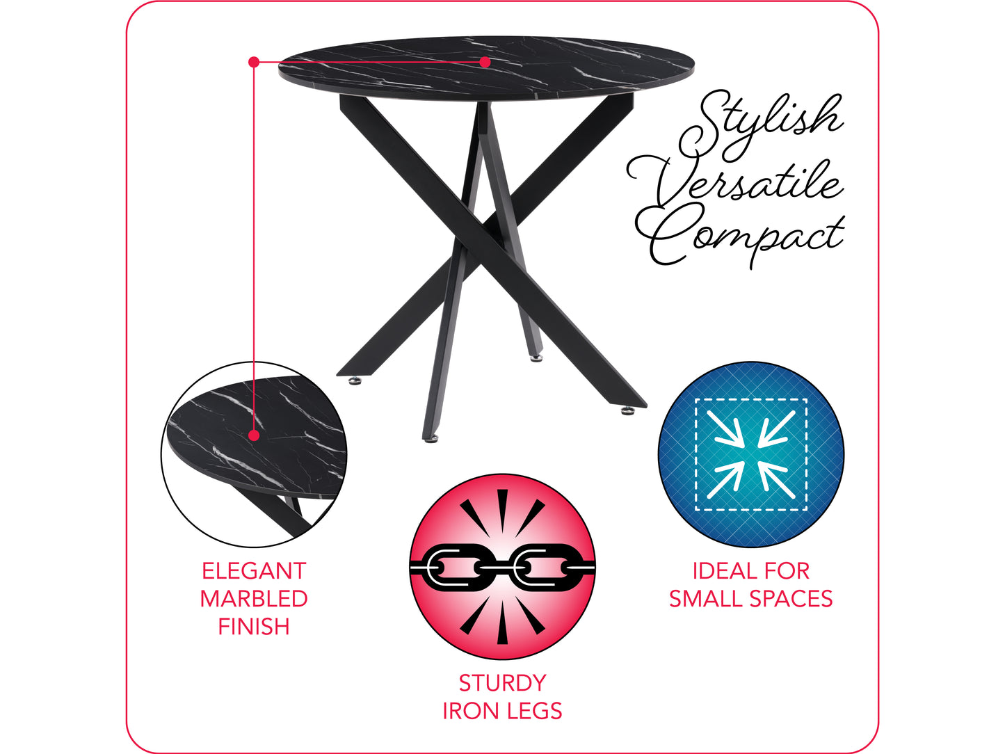 Black Round Dining Table - FINAL SALE ITEM
