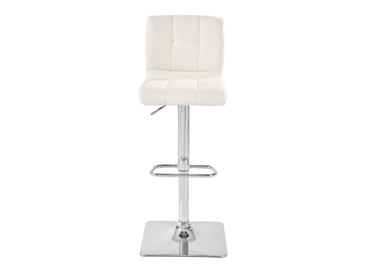 Curved White Vegan Leather Adjustable Stools