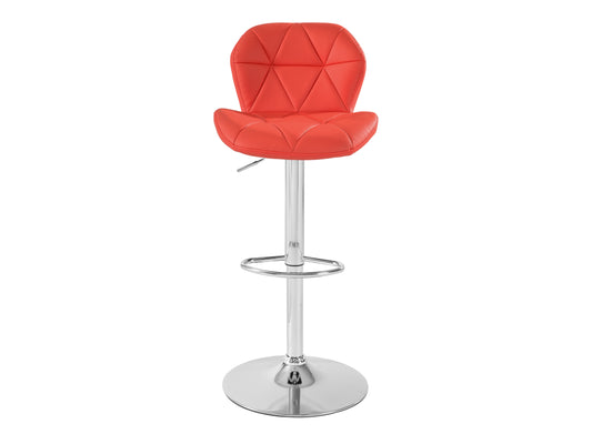 Geo-Tufted Red Vegan Leather Stools
