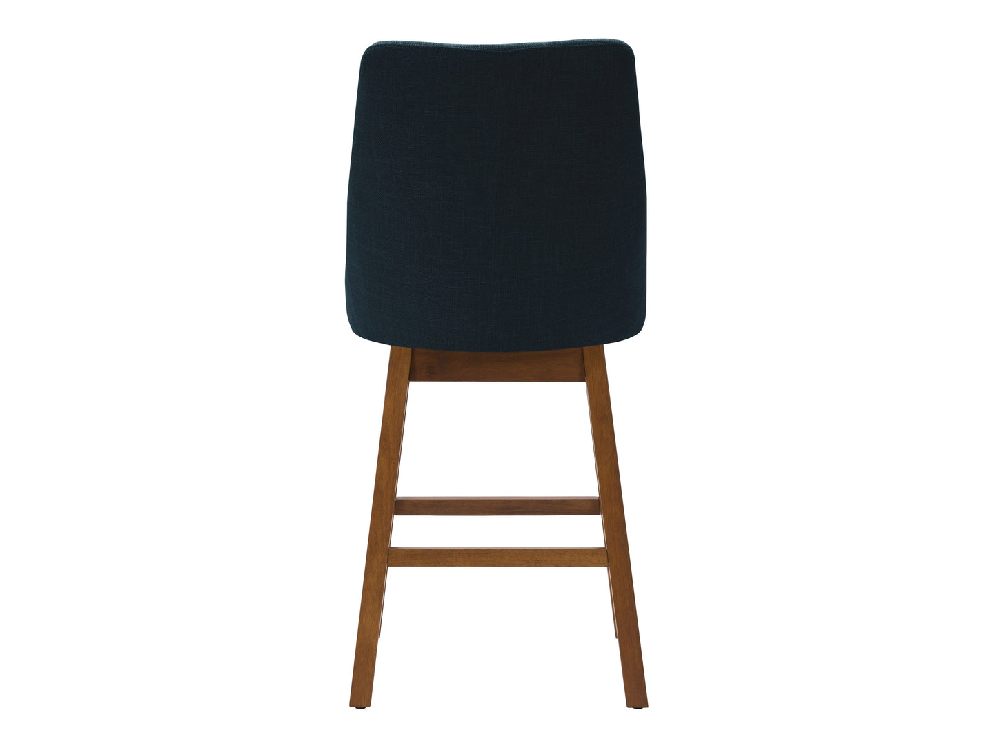 Blue modern bar stools with cushioned seats, sleek metal legs, and footrests. Ideal for contemporary kitchens or home bars, these stools feature a minimalist design and vibrant blue upholstery for a stylish touch.