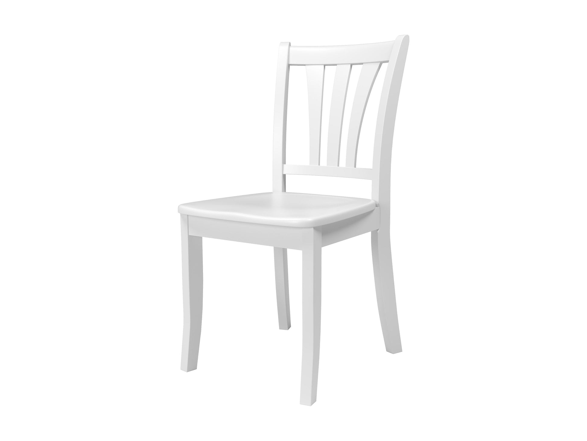 White solid wood dining chairs set of 2 with curved backrests and sturdy legs, featuring a smooth finish and classic design, perfect for modern dining rooms or kitchens.