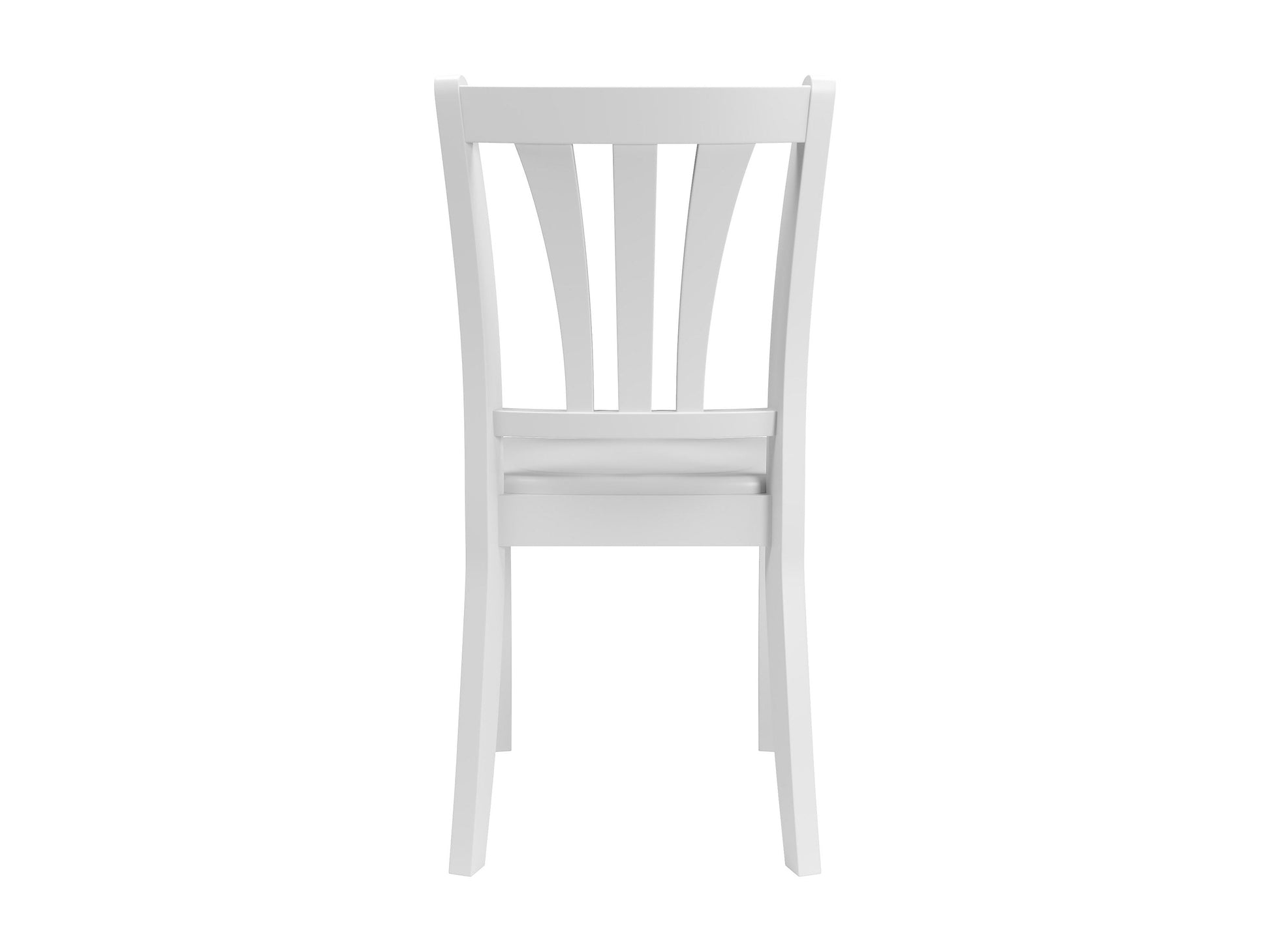 White solid wood dining chairs set of 2 with curved backrests and sturdy legs, featuring a smooth finish and classic design, perfect for modern dining rooms or kitchens.
