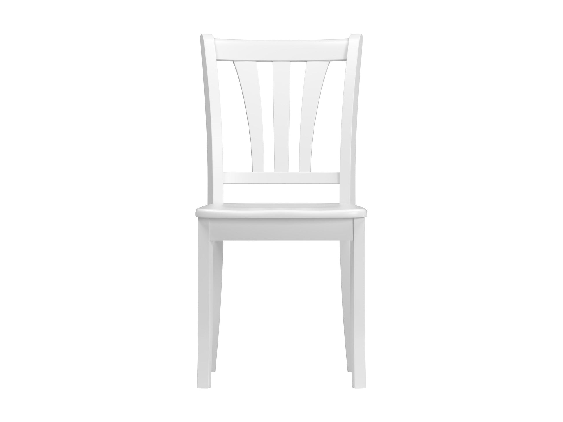 White solid wood dining chairs set of 2 with curved backrests and sturdy legs, featuring a smooth finish and classic design, perfect for modern dining rooms or kitchens.