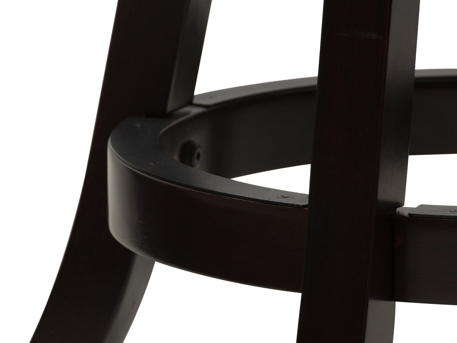 Set of 2 black bar height bar stools with sleek metal frames, cushioned seats, and footrests. Modern design with durable materials ideal for kitchen islands or home bars.