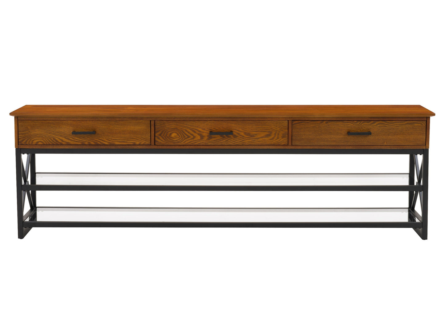 Cherry brown TV stand for TVs up to 95 inches, featuring sleek design, ample storage with shelves and cabinets, crafted from high-quality wood, perfect for modern living rooms.