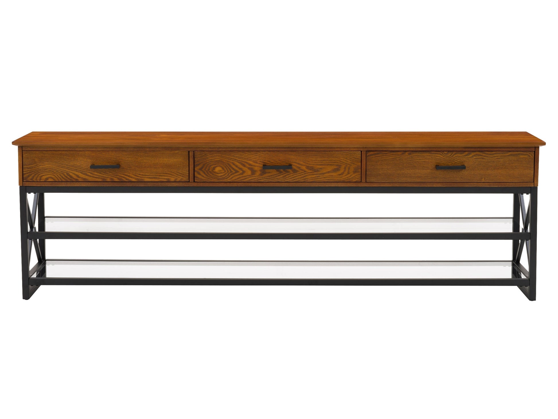 Cherry brown TV stand for TVs up to 95 inches, featuring sleek design, ample storage with shelves and cabinets, crafted from high-quality wood, perfect for modern living rooms.