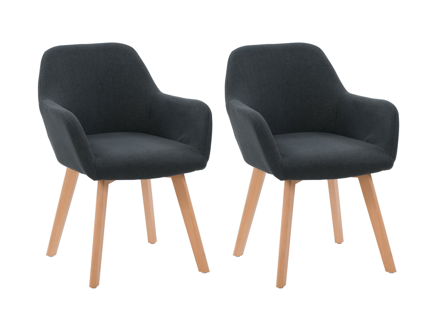 Dark grey dining chairs set of 2, featuring cushioned seats with soft fabric upholstery, sleek wooden legs, and a modern design perfect for contemporary dining rooms.