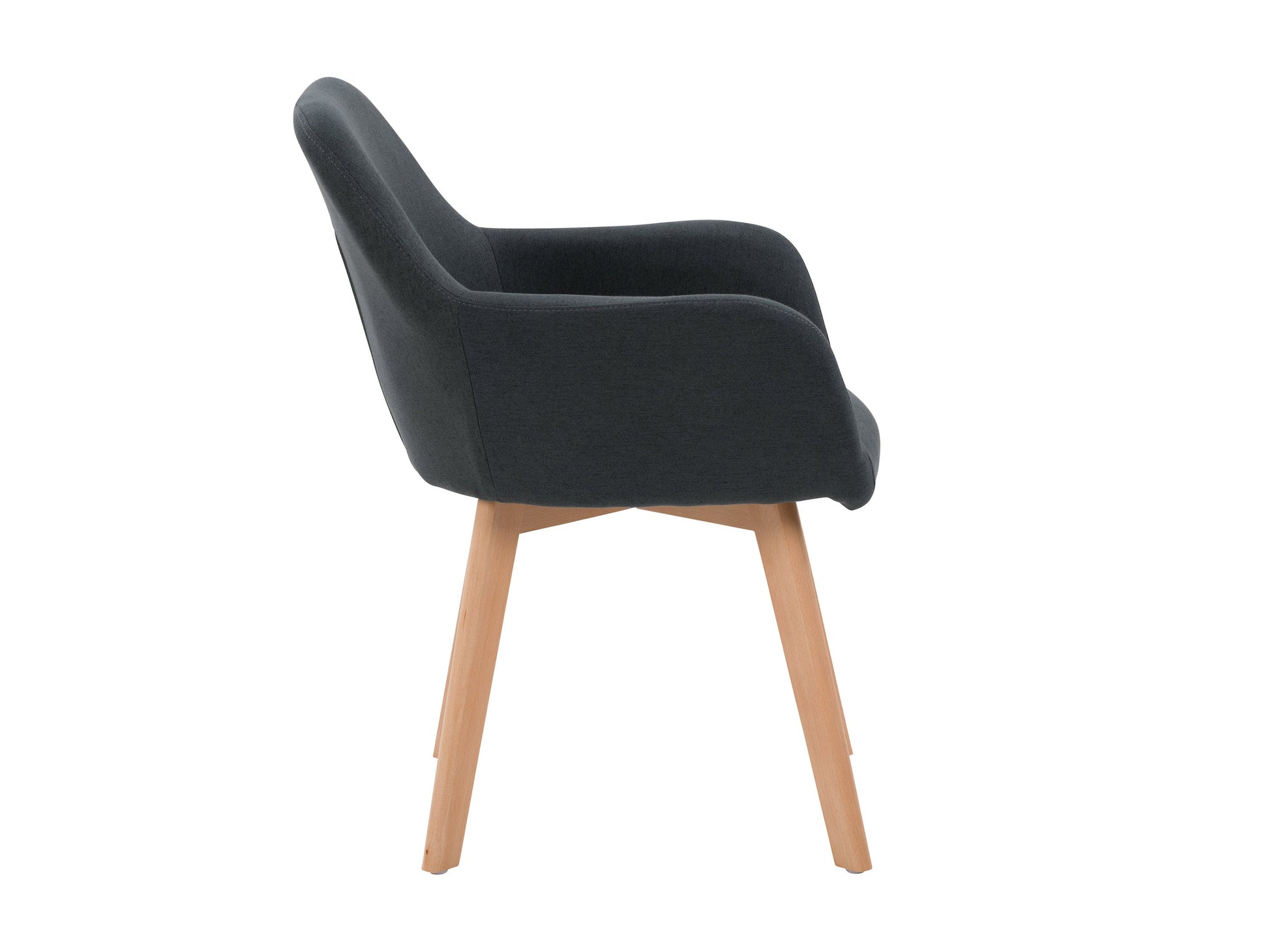 Dark grey dining chairs set of 2, featuring cushioned seats with soft fabric upholstery, sleek wooden legs, and a modern design perfect for contemporary dining rooms.