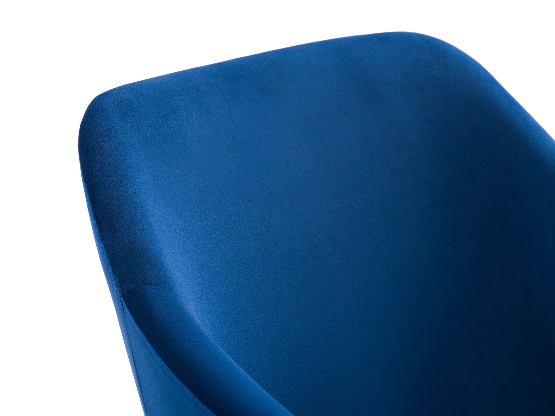Navy blue velvet dining chairs set of 2 with gold metal legs, quilted backrest, and cushioned seat for elegant dining room decor.