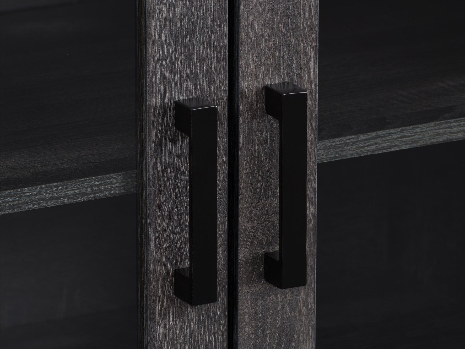 Dark grey TV stand for TVs up to 95 inches, featuring a sleek modern design, sturdy wooden construction, and ample storage with open shelves and closed cabinets. Ideal for contemporary living rooms.