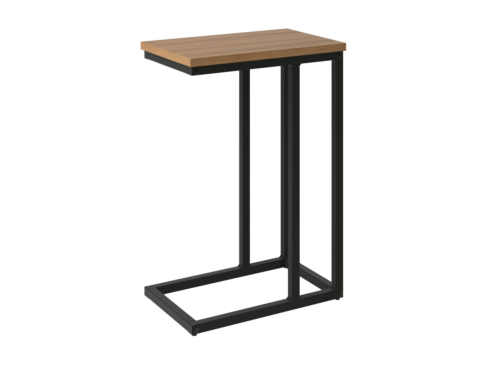 Brown wood narrow side table with minimalist design, featuring a smooth rectangular top, slender legs, and a lower shelf for additional storage. Perfect for small spaces and modern interiors.