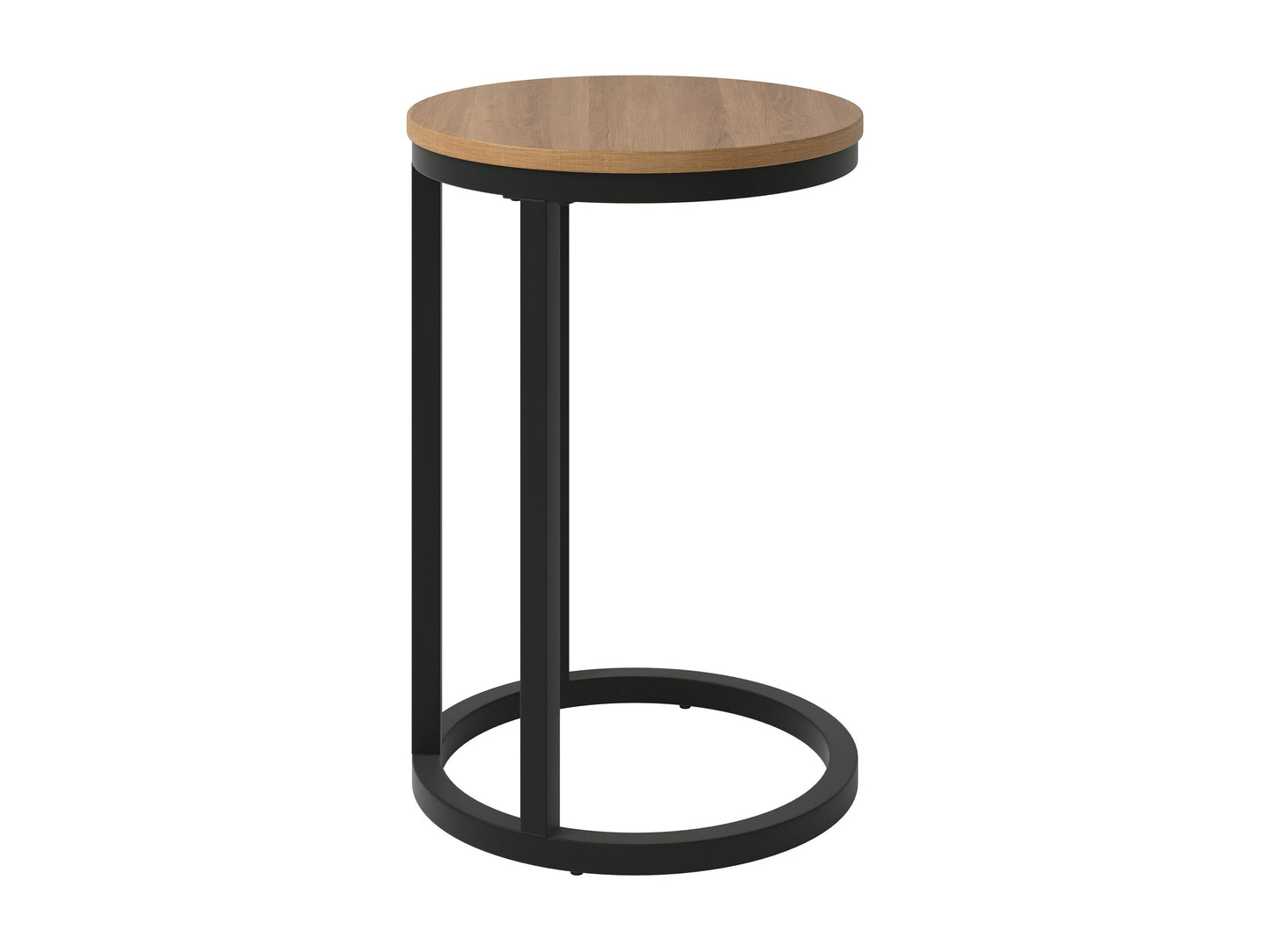 Brown wooden round side table with smooth finish, sturdy tripod legs, and minimalist design; perfect for living rooms or bedrooms.
