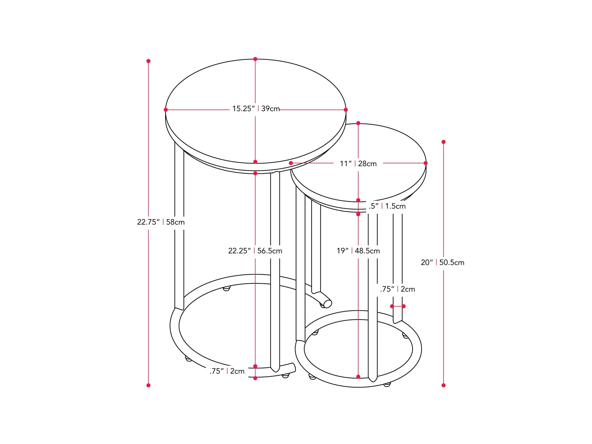 White marble round nesting side tables with gold metal frames, sleek modern design, and smooth polished surfaces, perfect for living room or bedroom decor.