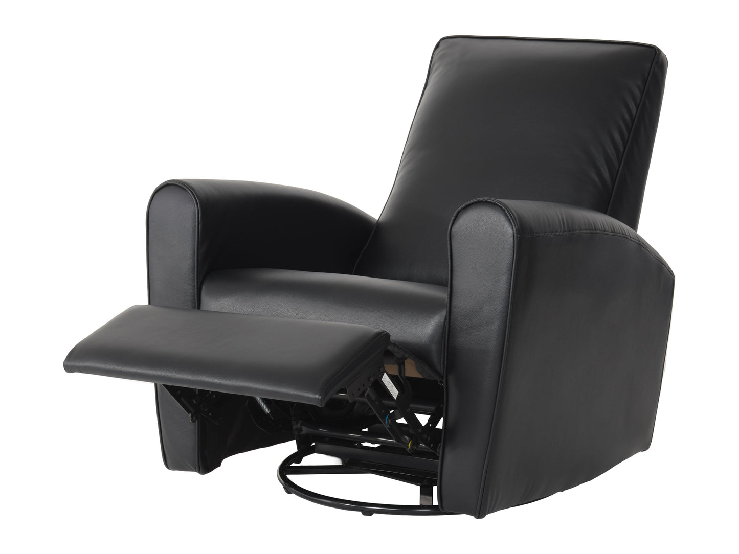 Marin Swivel Glider Recliner, Black Faux Leather