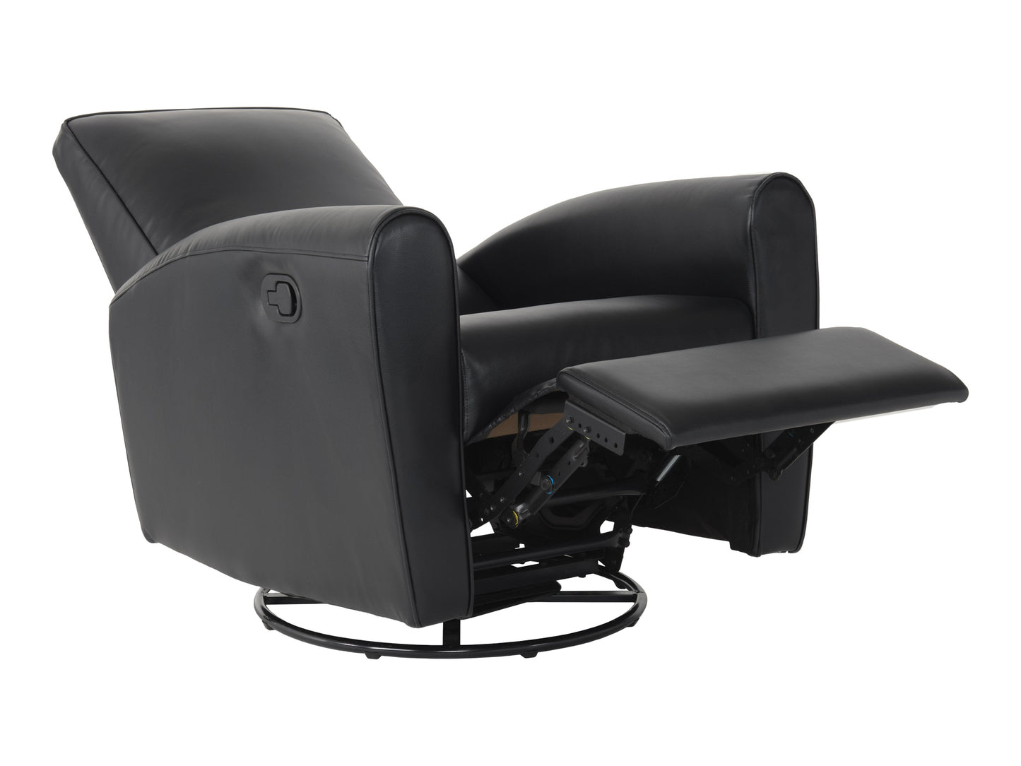 Marin Swivel Glider Recliner, Black Faux Leather
