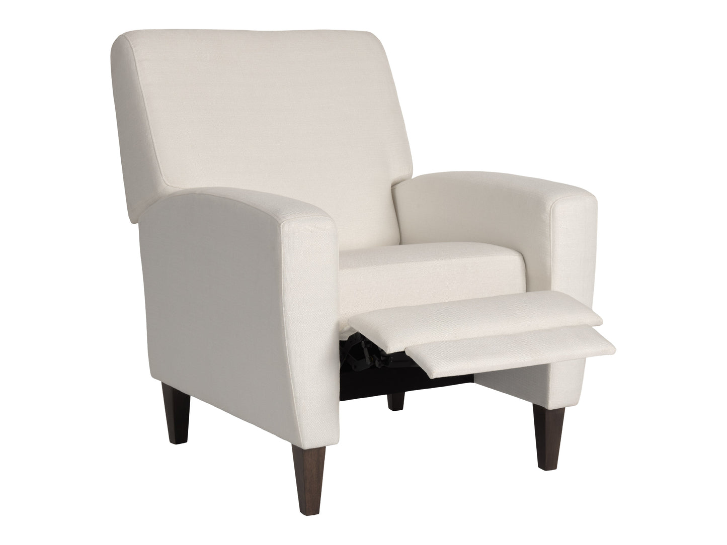 Wells Pushback Recliner with Legs, Ivory Basketweave Fabric