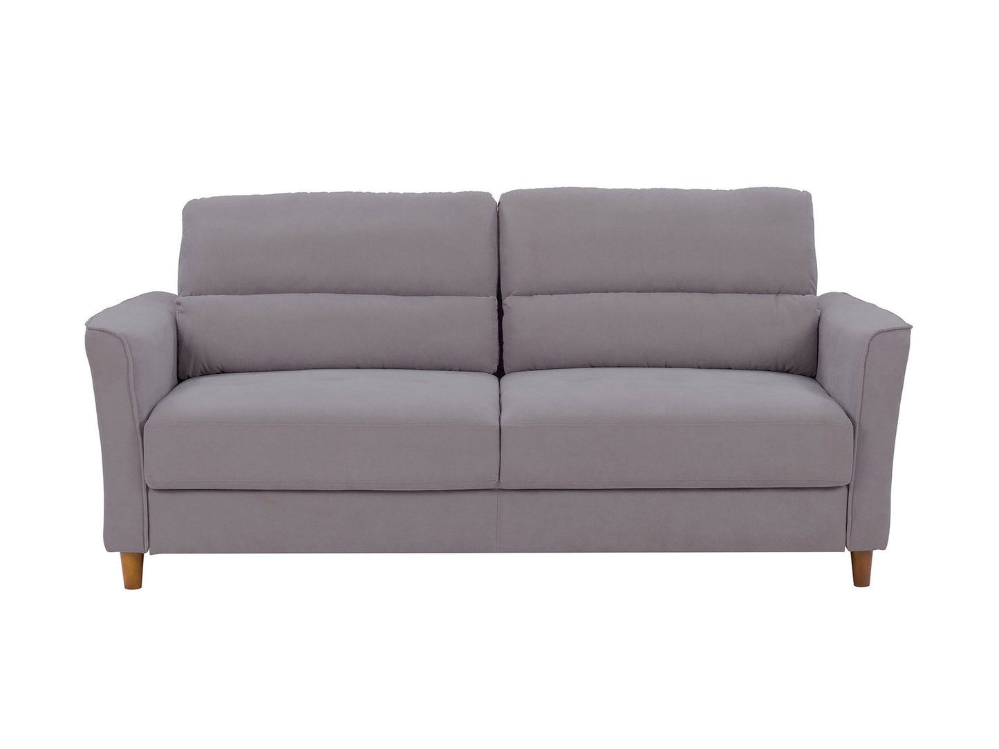 Light grey 3-seater sofa with plush cushions, wooden legs, and soft fabric upholstery. Ideal for modern living rooms, this stylish couch offers comfort and elegance, perfect for family gatherings or relaxation.