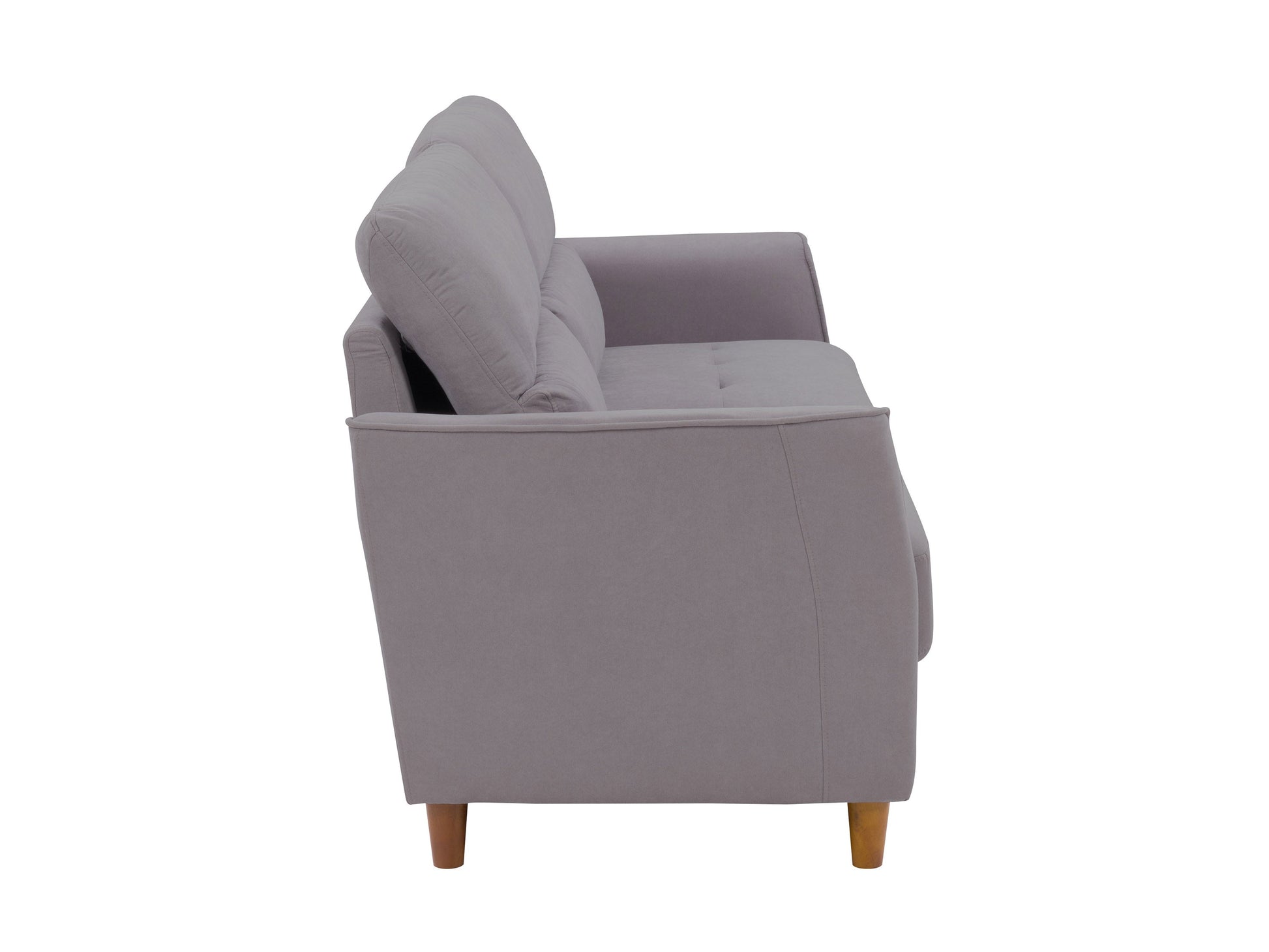 Light grey 3-seater sofa with plush cushions, wooden legs, and soft fabric upholstery. Ideal for modern living rooms, this stylish couch offers comfort and elegance, perfect for family gatherings or relaxation.