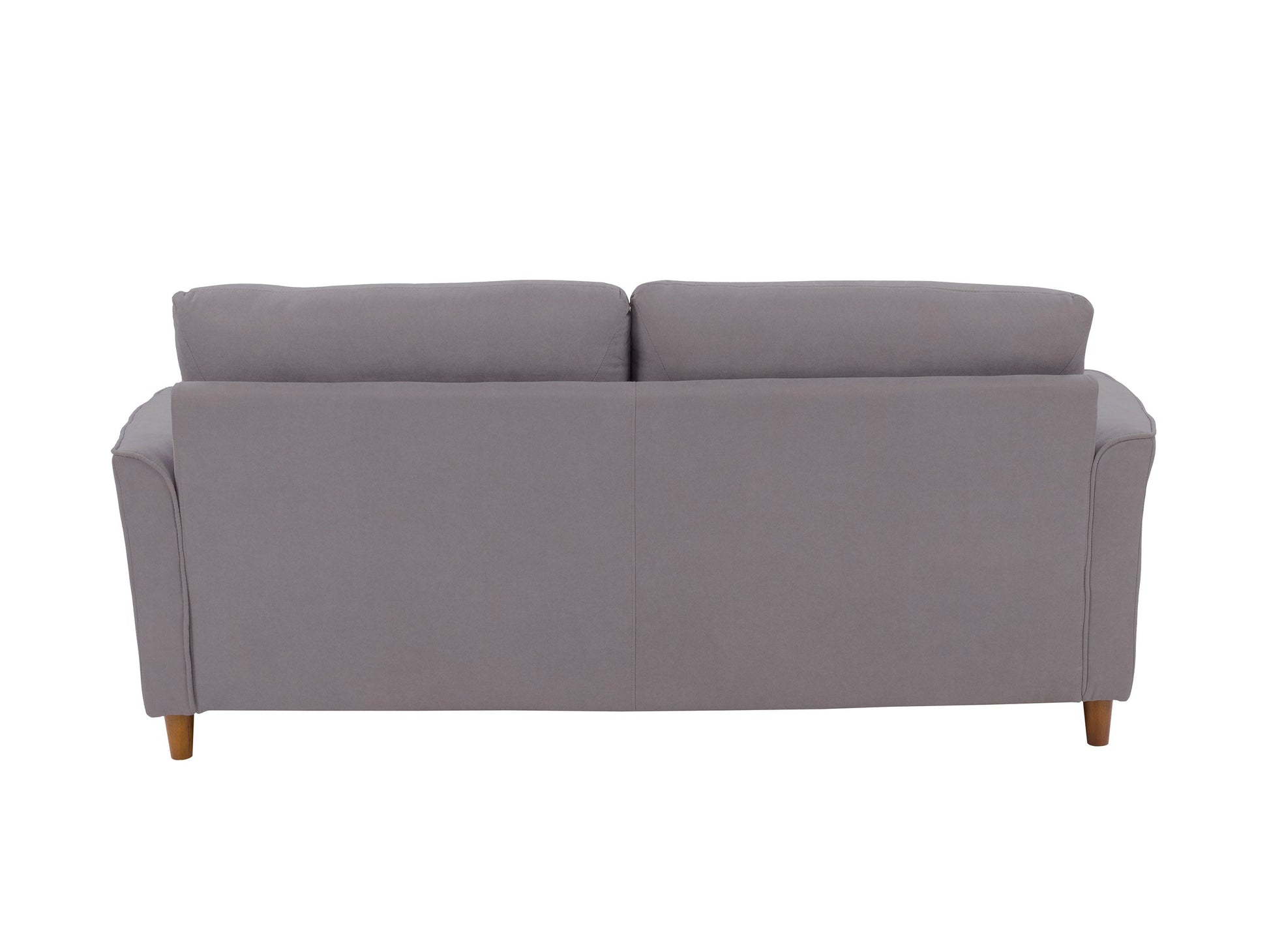 Light grey 3-seater sofa with plush cushions, wooden legs, and soft fabric upholstery. Ideal for modern living rooms, this stylish couch offers comfort and elegance, perfect for family gatherings or relaxation.