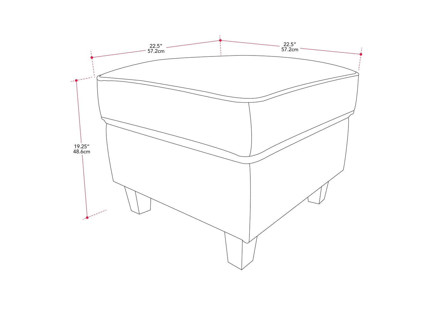 Grey fabric ottoman with tufted top, wooden legs, and a storage compartment. Ideal for living room or bedroom decor, providing both seating and storage solutions.