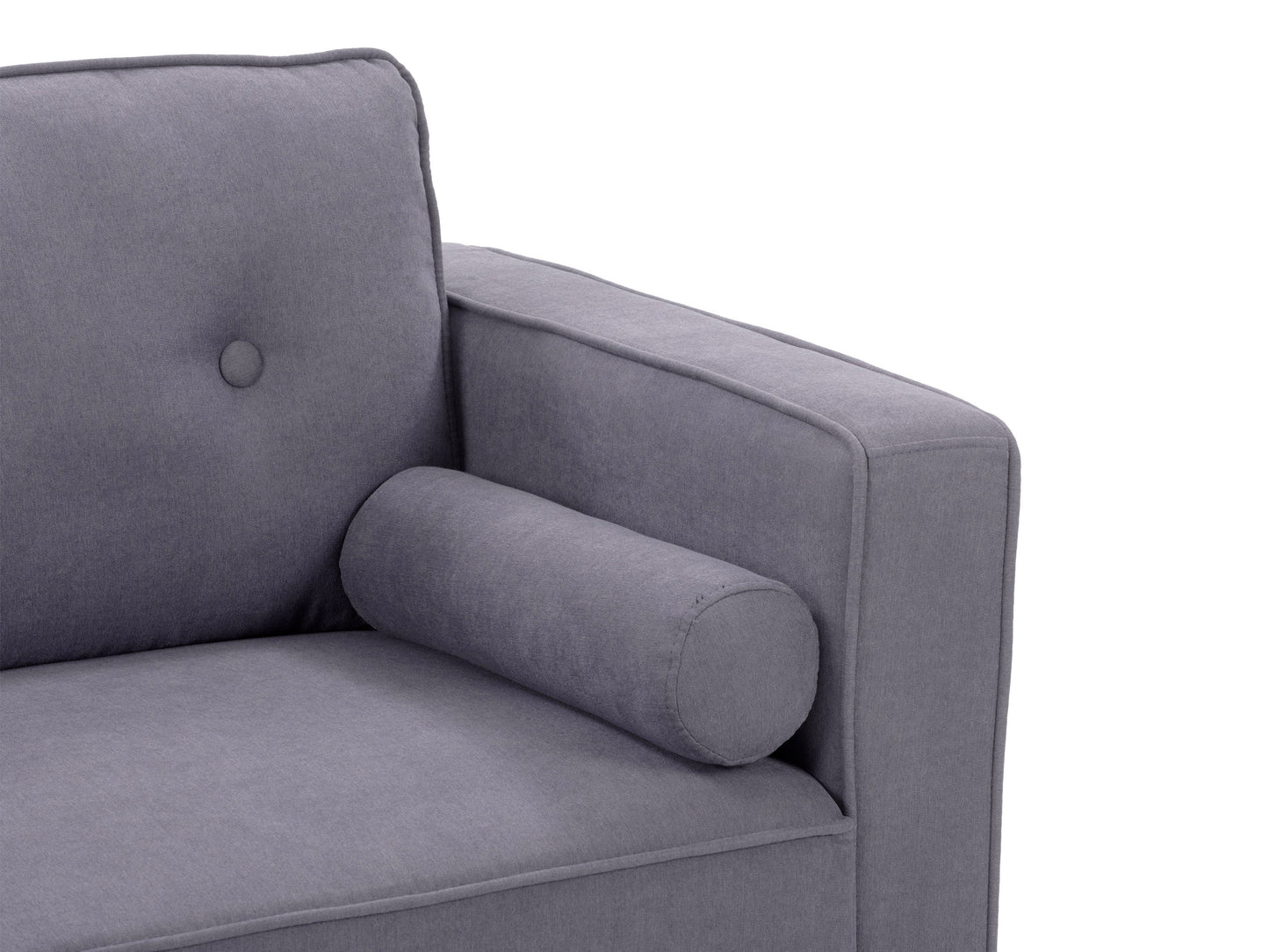 Grey 2-piece sofa and chair set with plush cushions, modern design, and sturdy wooden legs. Perfect for living room comfort and style.
