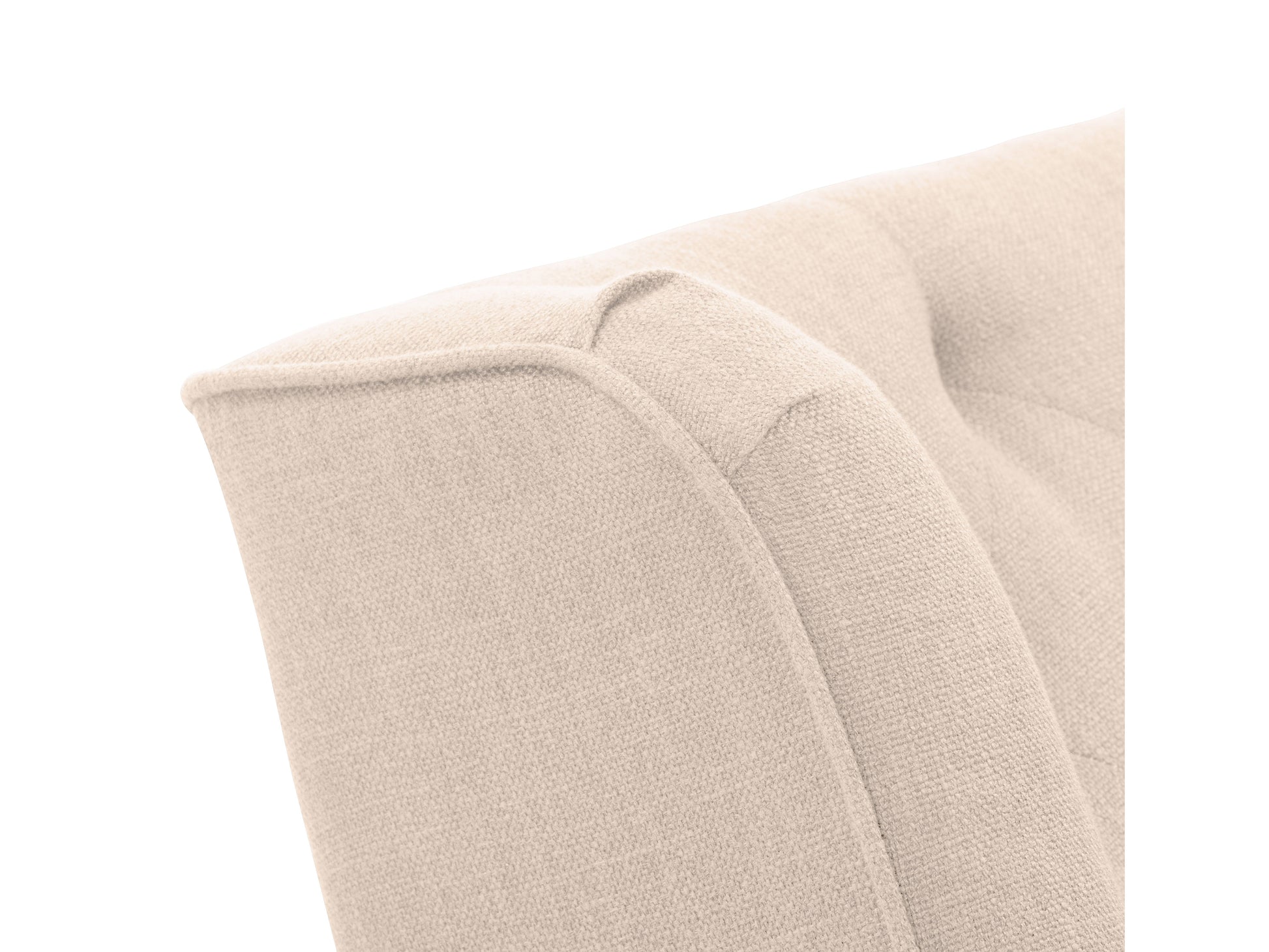 Beige rocking chair with a curved wooden frame, cushioned seat, and backrest, featuring soft fabric upholstery and ergonomic design, perfect for living rooms and nurseries.