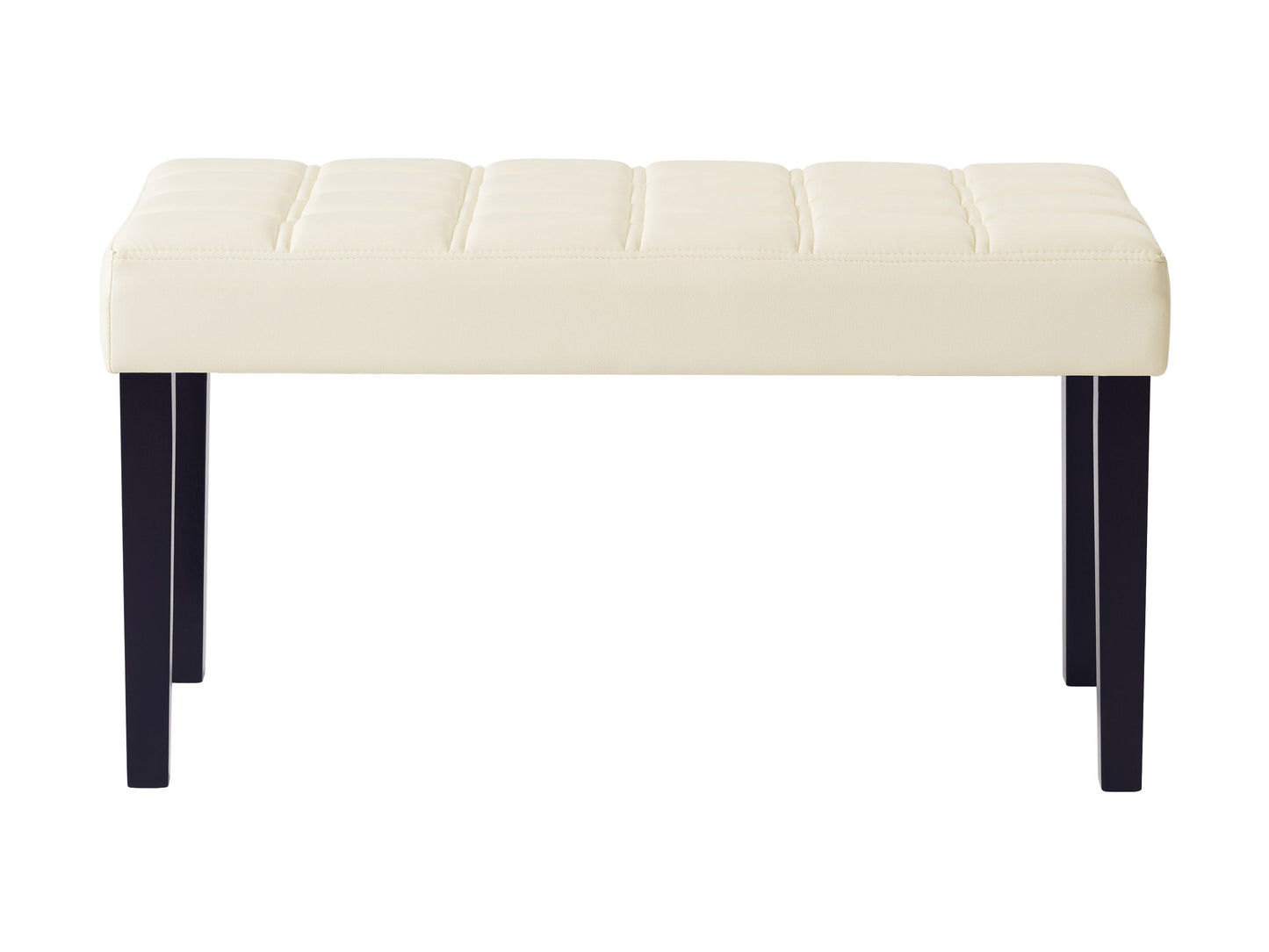 White leather bench with sleek design, polished chrome legs, and tufted cushion. Ideal for modern living rooms or entryways. Durable and stylish, perfect for contemporary home decor.
