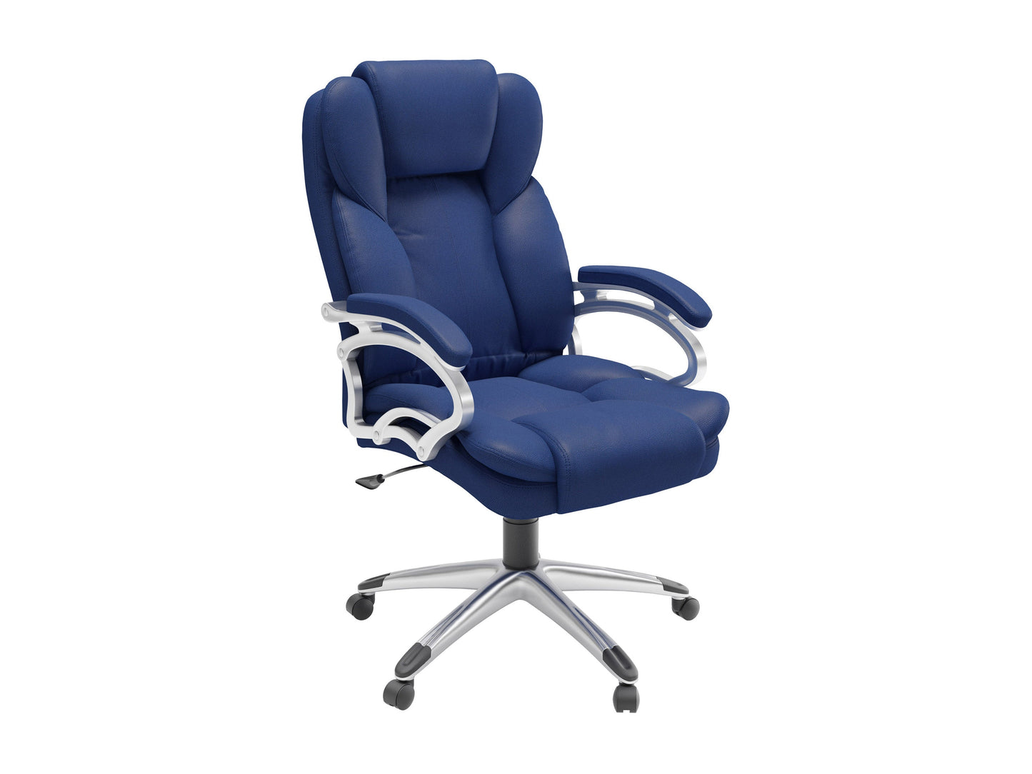 Cobalt blue executive office chair with ergonomic design, adjustable armrests, high back support, breathable mesh fabric, and chrome base. Ideal for modern home offices and professional workspaces.