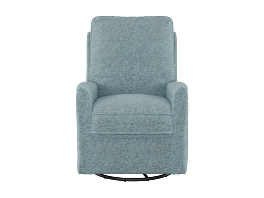 Blue swivel glider recliner chair with plush cushions, ergonomic design, and durable fabric upholstery, perfect for living room or nursery.
