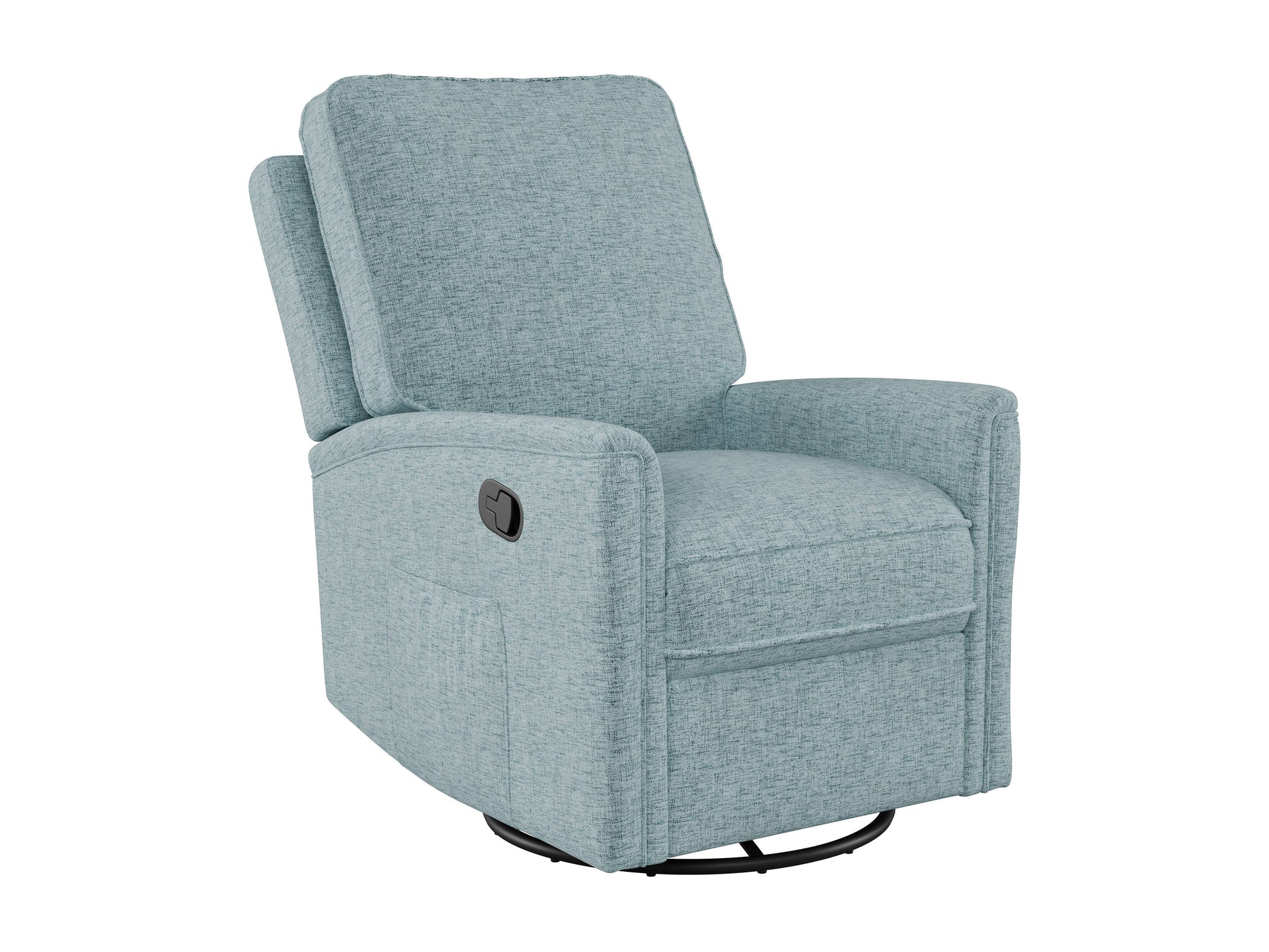 Blue swivel glider recliner chair with plush cushions, ergonomic design, and durable fabric upholstery, perfect for living room or nursery.
