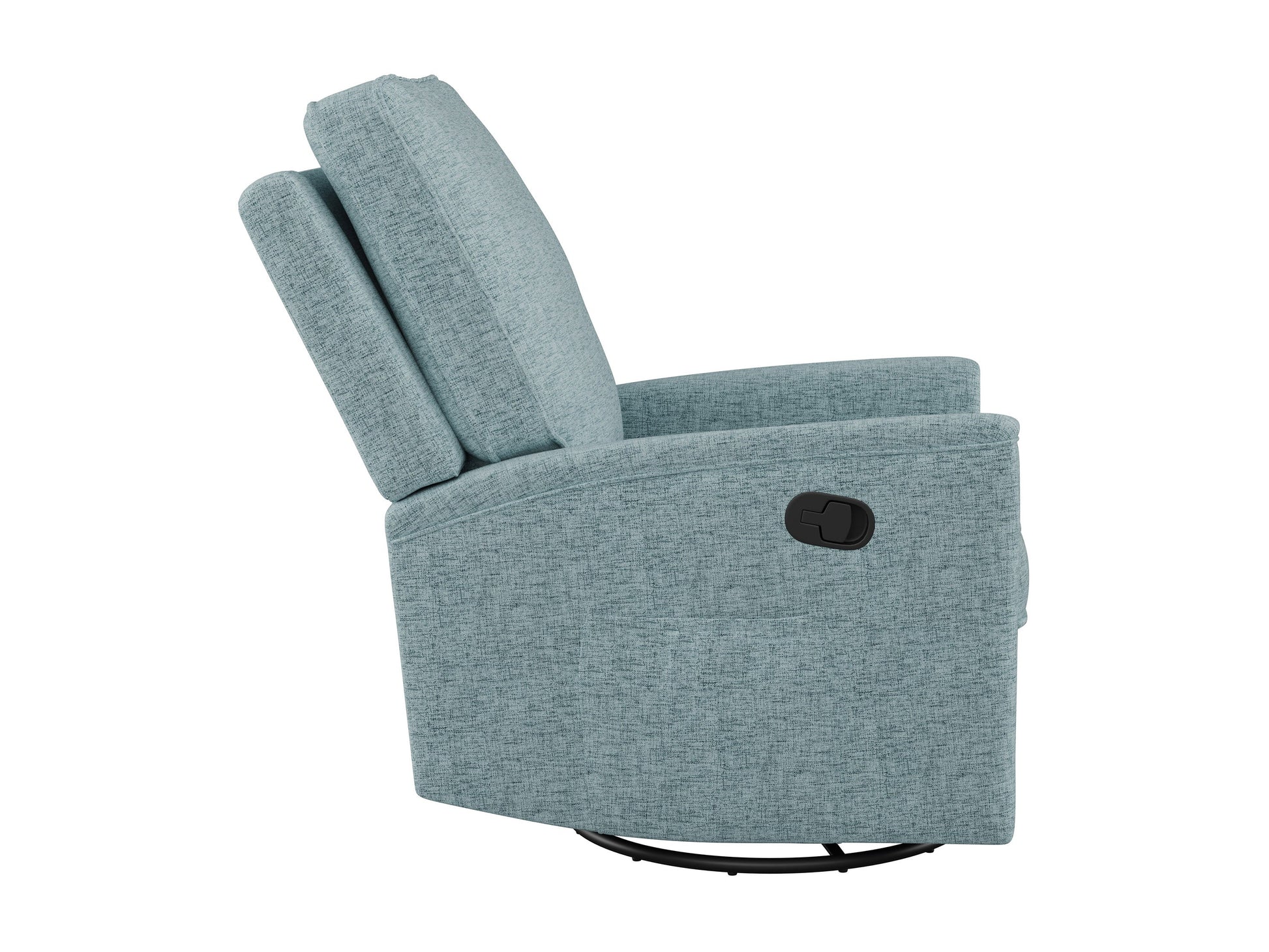 Blue swivel glider recliner chair with plush cushions, ergonomic design, and durable fabric upholstery, perfect for living room or nursery.