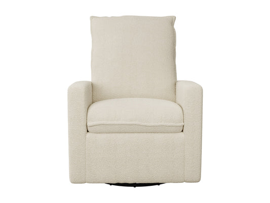 Cream Boucle Glider Recliner Chair with soft, textured fabric, plush cushioning, ergonomic design, and smooth gliding mechanism, perfect for living rooms or nurseries.