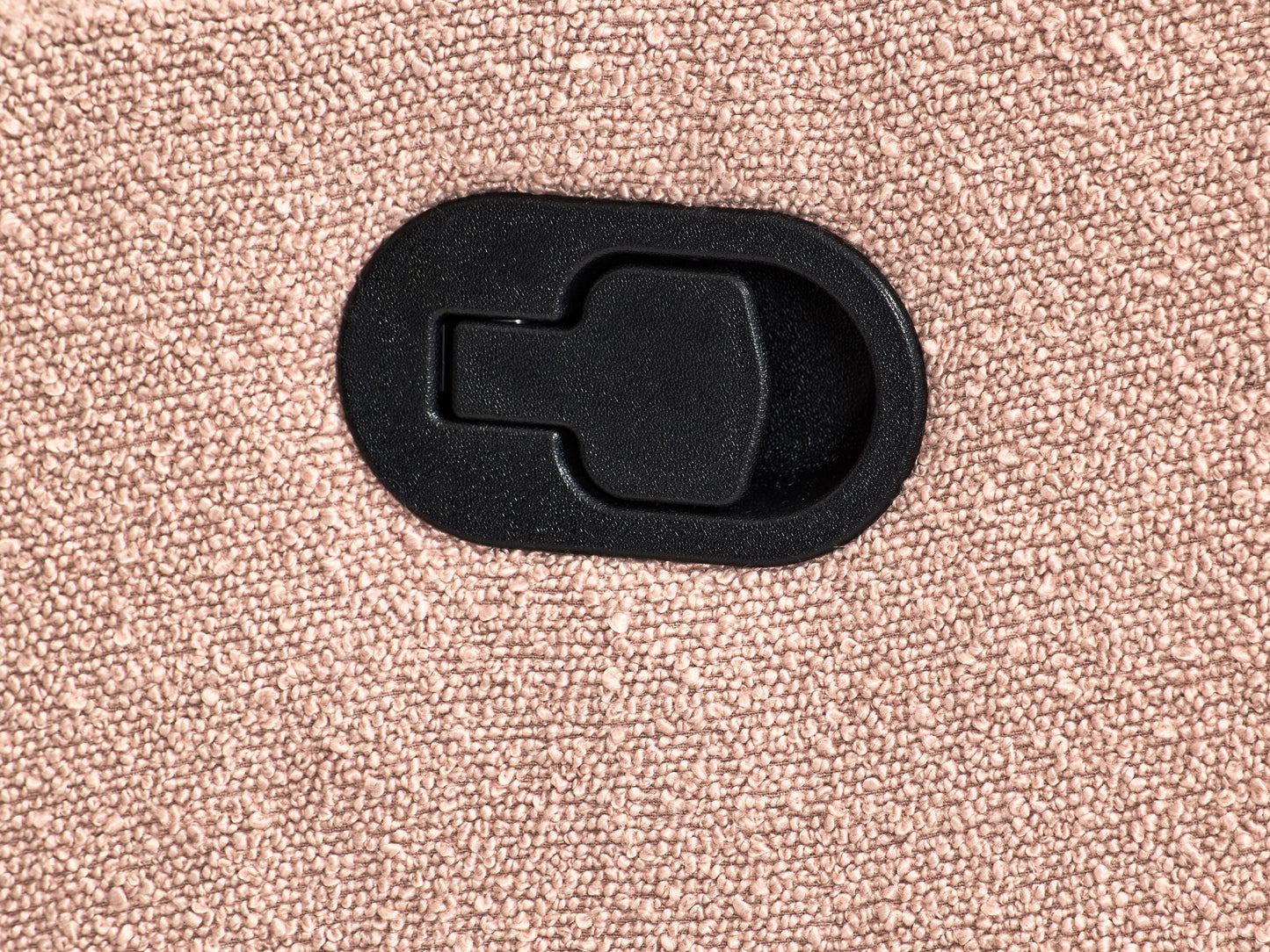 Pink boucle glider recliner chair with plush upholstery, smooth gliding mechanism, and ergonomic design. Ideal for modern living rooms or nurseries.