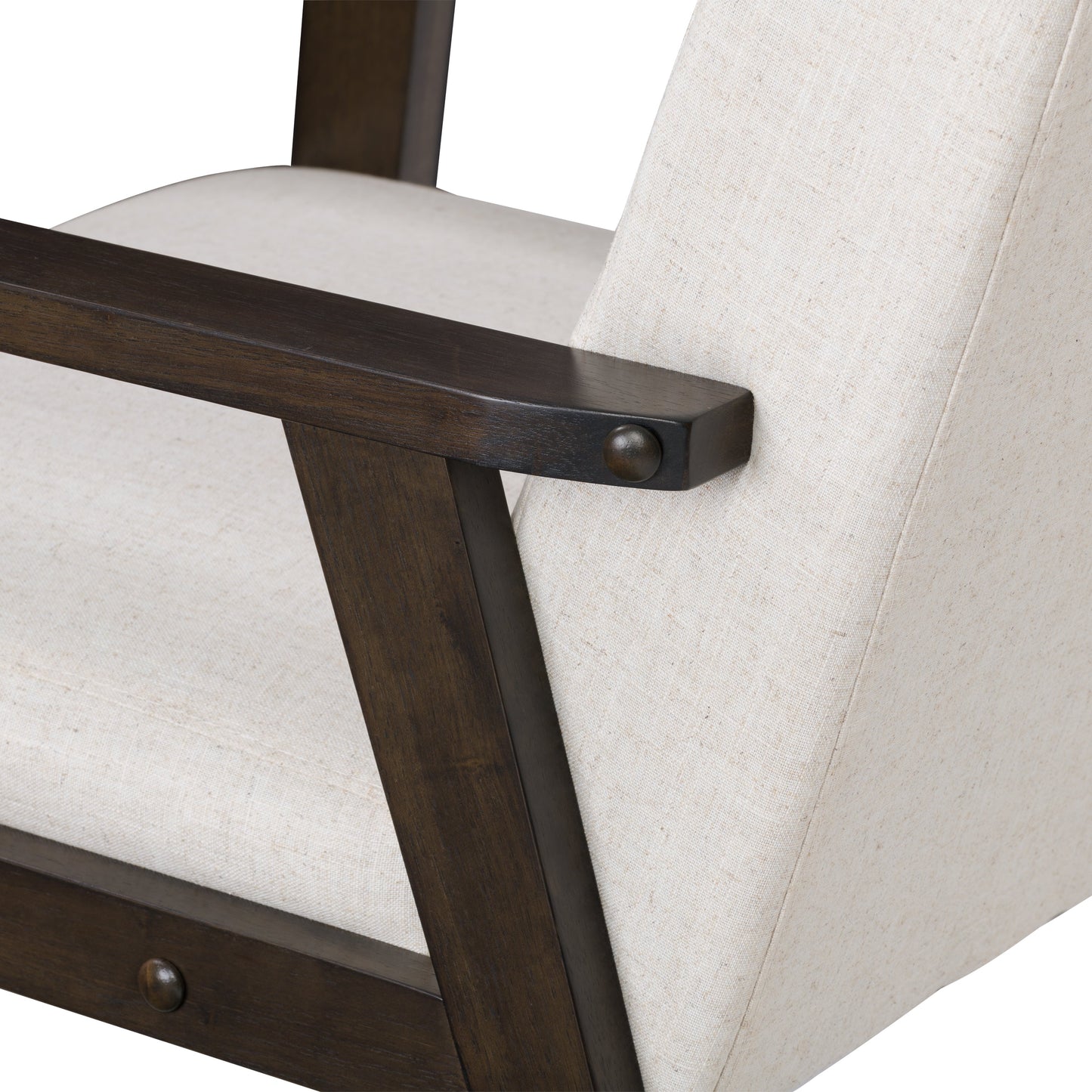 Natural Linen Upholstered Mid-Century Modern Accent Chair