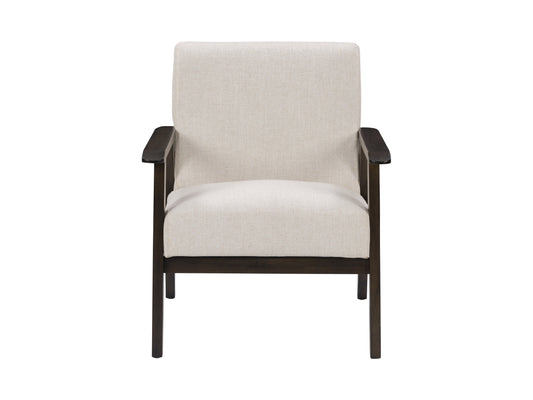 Natural Linen Upholstered Mid-Century Modern Accent Chair