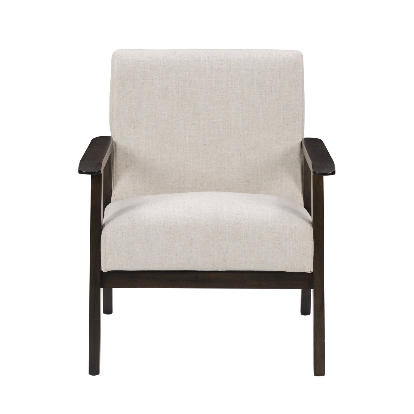 Natural Linen Upholstered Mid-Century Modern Accent Chair