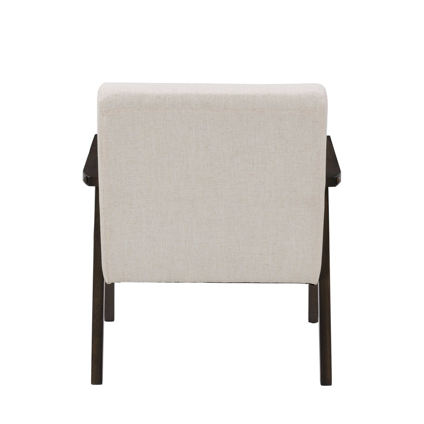 Natural Linen Upholstered Mid-Century Modern Accent Chair
