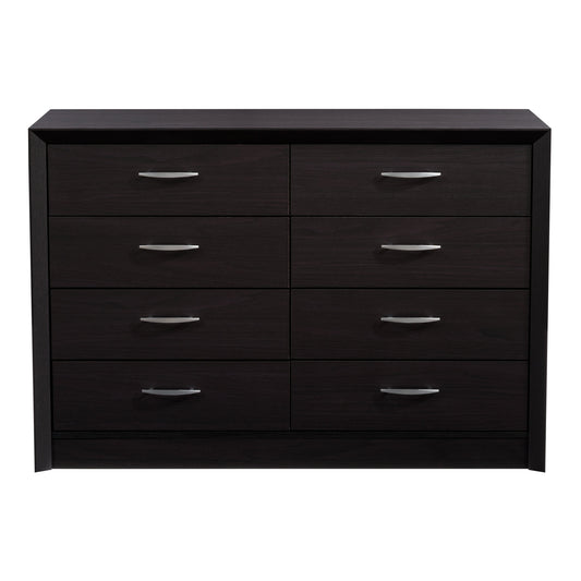 Wide Black Dresser with 8 Interlocking Drawers