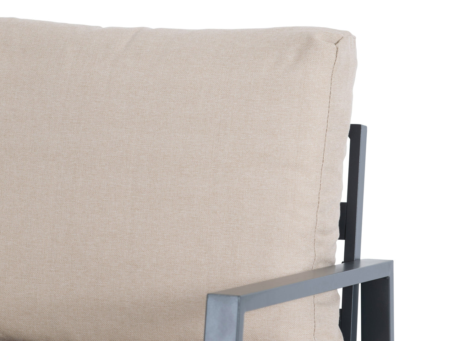 Deluxe 4-piece patio conversation set with beige cushions, dark brown wicker frame, and glass coffee table. Features include weather-resistant material and comfortable seating for outdoor relaxation.