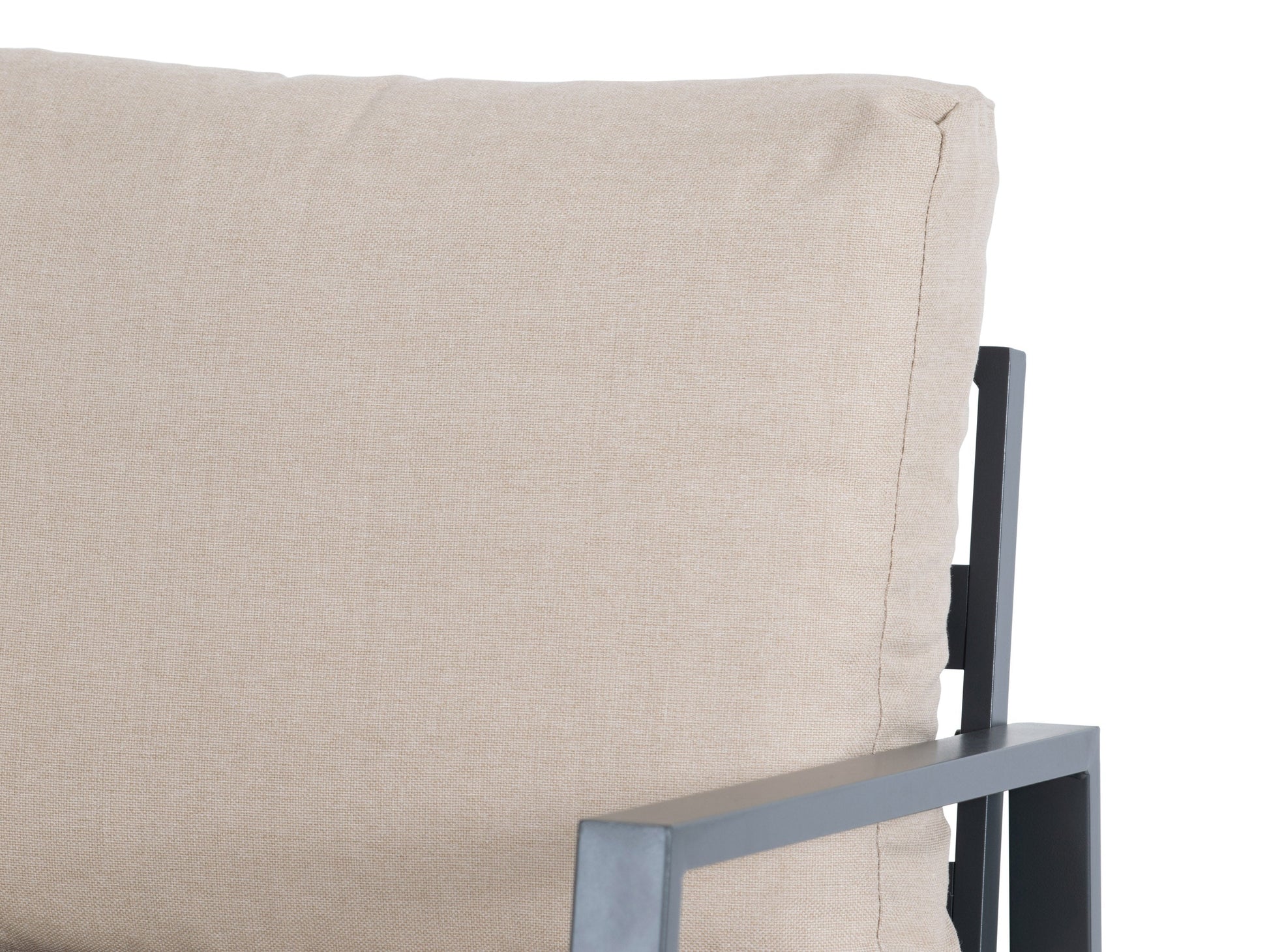 Deluxe 4-piece patio conversation set with beige cushions, dark brown wicker frame, and glass coffee table. Features include weather-resistant material and comfortable seating for outdoor relaxation.