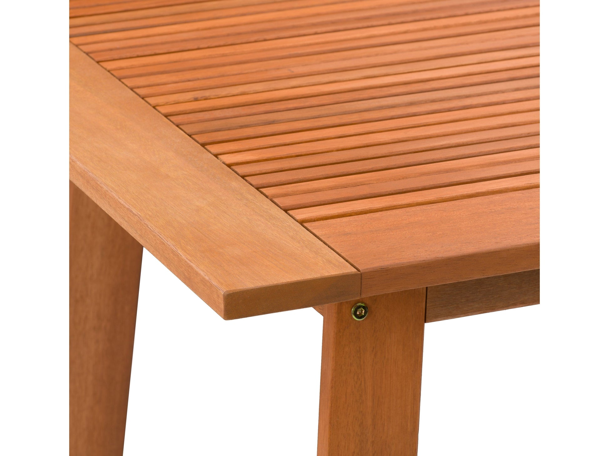 Brown outdoor pub table with a sturdy metal frame, wooden slatted tabletop, and weather-resistant finish, perfect for patios and outdoor dining areas.